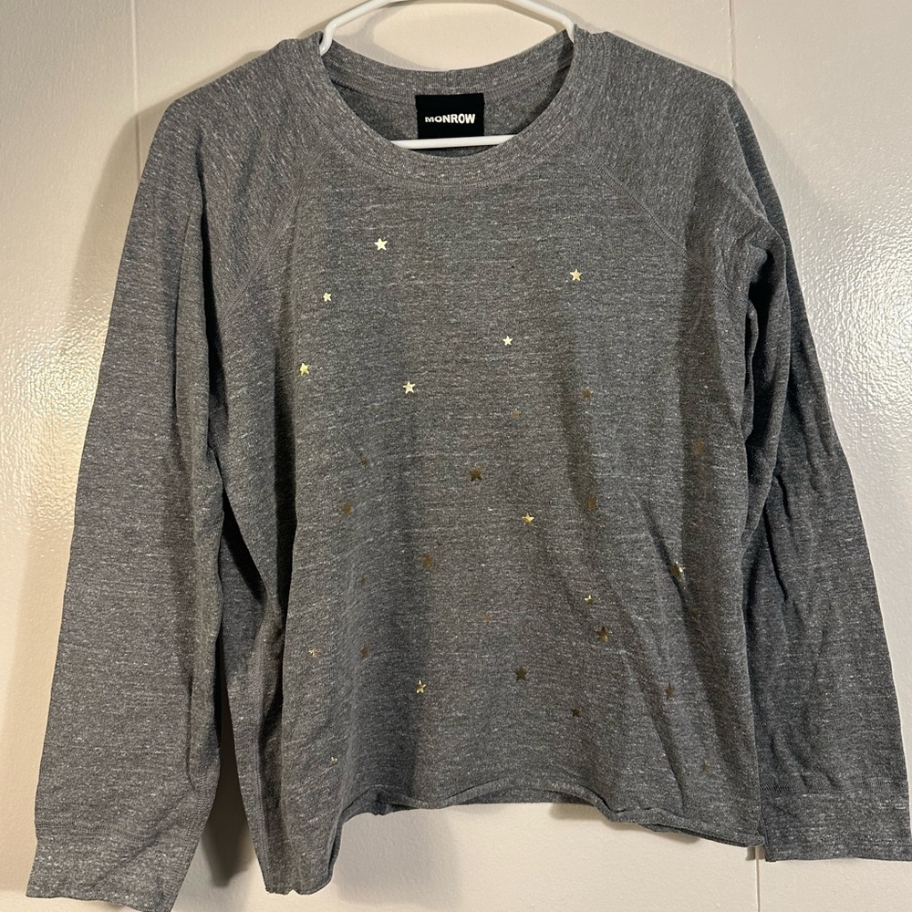 Monrow Gold Star Pullover Sweatshirt